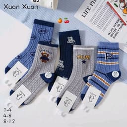 Tất Trẻ Em Cổ Cao Set 10 Đôi Cho Bé Trai Bé Gái 1-12 Tuổi - Vớ Cotton Co Giãn Mềm Mịn Giữ Ấm Tốt 6