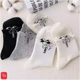 Combo 10 Đôi Vớ Nữ Cổ Cao Cotton Dệt Kim Phối Nơ Gấu Ren - Tất Cổ Dài Thu Đông Hàn Quốc Co Giãn Giữ Ấm Dễ Thương 2