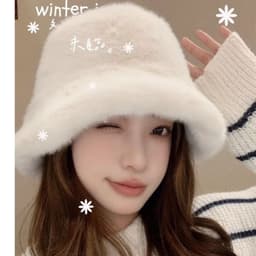 Nón Bucket Lông Nhung Mềm Mại Mùa Đông phong cách Ulzzang Du Lịch 3