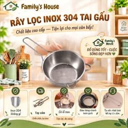 [family's house] Rây Lọc thực phẩm Inox 304, rây lọc gạo, lọc sữa, rây bột, tay cầm dài, chắc chắn 1