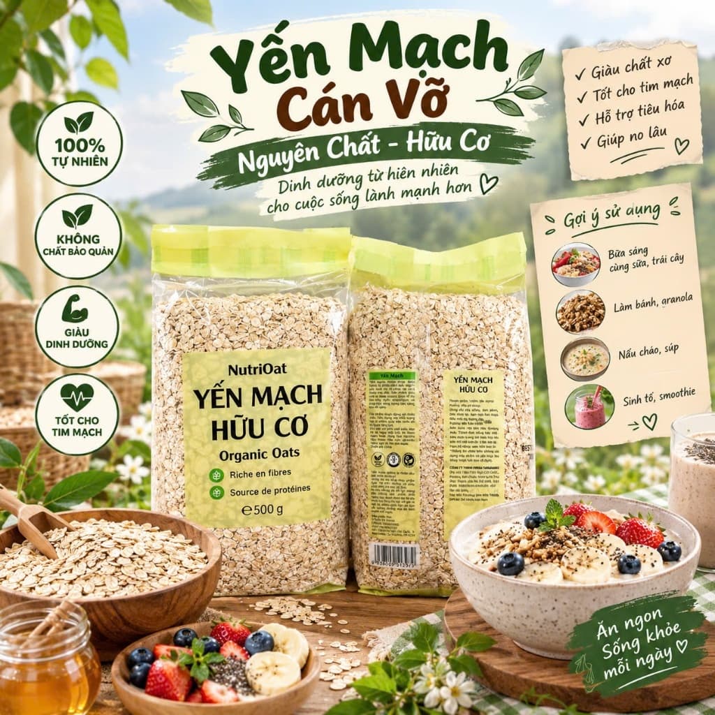 Yến Mạch 500G Cán Vỡ | Yến Mạch Dễ Nấu, Phù Hợp Bữa Sáng
