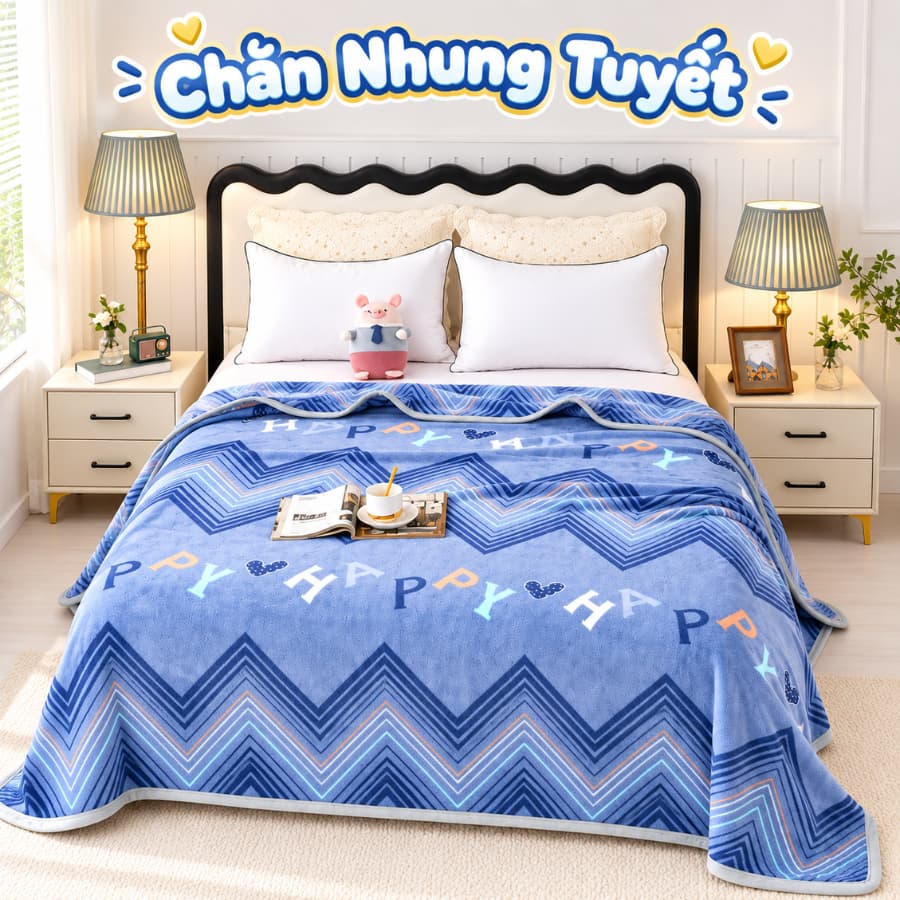 Chăn Nỉ Nhung Tuyết giữ nhiệt 2m3x2m 2 chất liệu lông cừu cao cấp, mềm mịn không rụng lông