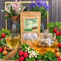 Trà Mâm Xôi  6 Vị - Mâm Xôi, Sâm Tố Nữ, Bầu Đất, Trin.h N.ữ Hoàng Cung, Hoa Nhài, Cỏ Ngọt - Nước trà chè tea 02 2