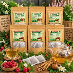 Trà Mâm Xôi  6 Vị - Mâm Xôi, Sâm Tố Nữ, Bầu Đất, Trin.h N.ữ Hoàng Cung, Hoa Nhài, Cỏ Ngọt - Nước trà chè tea 02 7