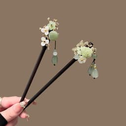 Trâm Cài Tóc Ngọc Bích Hoa Mai Cổ Phong – Trâm Tóc Phụ Kiện Tóc Nữ Thanh Nhã Phối Ngọc Xanh ponny 4