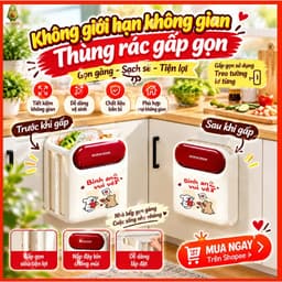 Thùng Rác Gấp Gọn Treo Tường Cánh Tủ Bếp Nắp Đậy Kín Chống Mùi Thông Minh Tiết Kiệm Không Gian 1