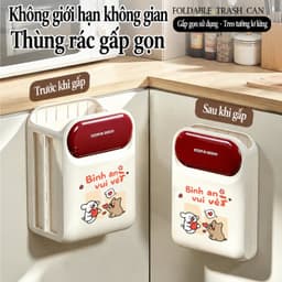 Thùng Rác Gấp Gọn Treo Tường Cánh Tủ Bếp Nắp Đậy Kín Chống Mùi Thông Minh Tiết Kiệm Không Gian 9