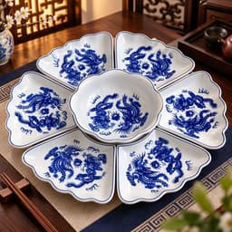 Bộ bát đĩa hoa mặt trời thương hiệu gochy gốm sứ bát tràng, Bộ bát đĩa bày cỗ cúng gia tiên, mâm cơm Tết, bày hoa quả 7