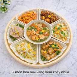 Bộ bát đĩa hoa mặt trời 45cm thương hiệu gochy họa thiết hoa mai vàng, gốm sứ Bát Tràng cao cấp 7