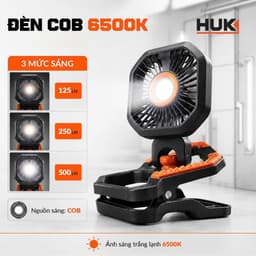Quạt Để Bàn, Quạt Kẹp Tích Điện HUKAN G3-WFL5611, 3 Tốc Độ Gió 3 Cấp Đèn Sáng Mát Siêu Êm Ái 5