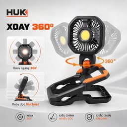 Quạt Để Bàn, Quạt Kẹp Tích Điện HUKAN G3-WFL5611, 3 Tốc Độ Gió 3 Cấp Đèn Sáng Mát Siêu Êm Ái 4