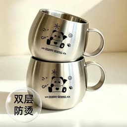Cốc inox 304 cho trẻ, tay cầm tiện lợi, họa tiết thú, dung tích 150ml, nhập khẩu cao cấp. 4