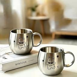 Cốc inox 304 cho trẻ, tay cầm tiện lợi, họa tiết thú, dung tích 150ml, nhập khẩu cao cấp. 9