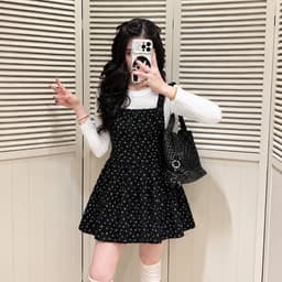 (Tặng kèm áo) Set yếm Dạ nữ NANCY Hoa Nhí form váy xoè Tiểu Thư Bun222 2