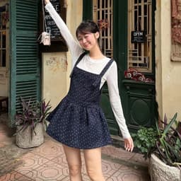 (Tặng kèm áo) Set yếm Dạ nữ NANCY Hoa Nhí form váy xoè Tiểu Thư Bun222 3