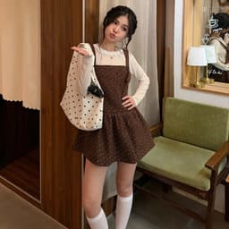 (Tặng kèm áo) Set yếm Dạ nữ NANCY Hoa Nhí form váy xoè Tiểu Thư Bun222 6
