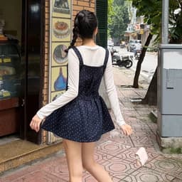 (Tặng kèm áo) Set yếm Dạ nữ NANCY Hoa Nhí form váy xoè Tiểu Thư Bun222 8