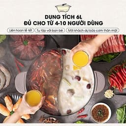 Nồi lẩu uyên ương 6L Bear DHG-B60R6 5