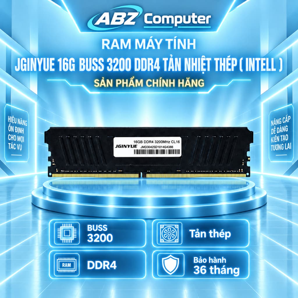 RAM MÁY TÍNH JGINYUE 16G BUSS 3200 DDR4 TẢN THÉP ( Intell )  NEW | Chính Hãng | Bảo Hành 36 Tháng