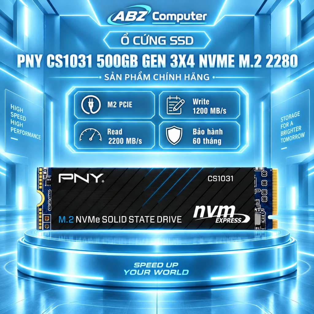 Ổ Cứng SSD PNY CS1031 500GB M.2 2280 PCIE NVME GEN 3X4| NEW | CHÍNH HÃNG| BẢO HÀNH 36 THÁNG