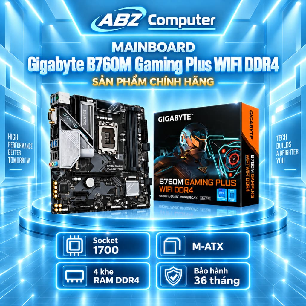 MAINBOARD GIGABYTE B760M GAMING PLUS WIFI DDR4 NEW | Chính Hãng | Bảo hành 36 tháng