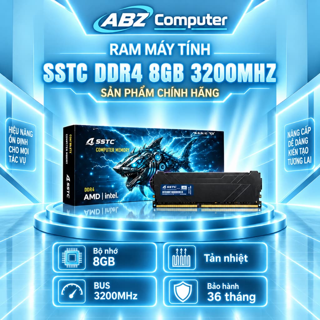 RAM MÁY TÍNH SSTC 8GB (1x8GB) DDR4 3200MHz CÓ TẢN| NEW| CHÍNH HÃNG| Bảo hành 36 tháng