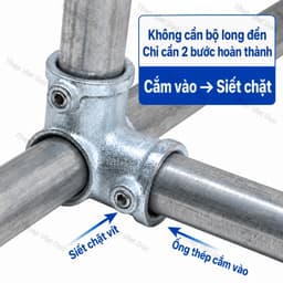 Khớp Nối Ống Tròn Bằng Gang Dày Phi 21, 25, 27, 32mm – Phụ Kiện Lắp Ráp Khung Kệ, Bàn, Lan Can 4