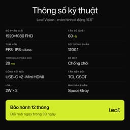Màn Hình Di Động Leaf Vision 15.6 Inch FHD 60Hz 100%sRGB 8
