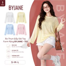 [ MỞ BÁN ] Áo Thun Nữ Dài Tay Chất Thun Giấy Mỏng Nhẹ Form Rộng Thoáng Mát Basic BYJANE - 715 1