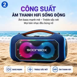 Loa Karaoke Bluetooth SOONBOX S6300 MAX 200W, 2 Micro Không Dây, Pin 24000mAh, Bluetooth 5.3, LED RGB, Loa Di Động Bass 3