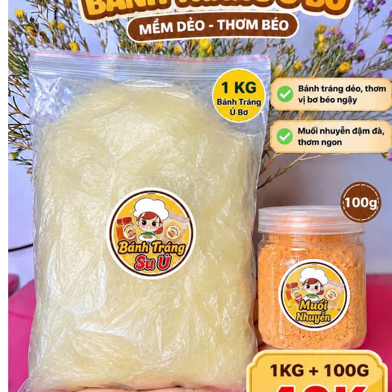 1KG BÁNH TRÁNG Ủ BƠ SU Ú TẶNG KÈM 1 HỦ MUỐI NHUYỄN