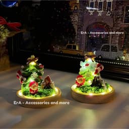 ĐÈN NGỦ TRÒN Noel In ảnh Custom Cây thông Kẽm Nhung Handmade, Đèn giáng sinh, quà tặng decor trang trí Noel - Erashop 3