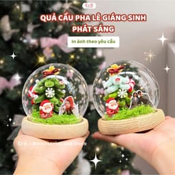 ĐÈN NGỦ TRÒN Noel In ảnh Custom Cây thông Kẽm Nhung Handmade, Đèn giáng sinh, quà tặng decor trang trí Noel - Erashop 1