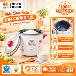 Nồi cơm điện Kim cương 1.2L nấu cho 2 đến 3 người ăn chính hãng bảo hành 12 tháng, 1