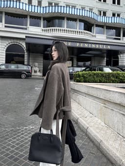 (Dmina)  Áo Khoác Dạ Nữ Vạt Chéo Cổ Bẻ Dáng Ngắn Kèm Đai Thời Trang Hàn Quốc Giữ Ấm Tốt Thu Đông 7