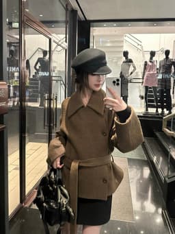 (Dmina)  Áo Khoác Dạ Nữ Vạt Chéo Cổ Bẻ Dáng Ngắn Kèm Đai Thời Trang Hàn Quốc Giữ Ấm Tốt Thu Đông 9