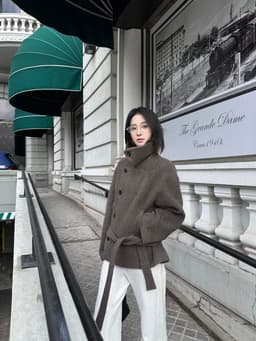 (Dmina)  Áo Khoác Dạ Nữ Vạt Chéo Cổ Bẻ Dáng Ngắn Kèm Đai Thời Trang Hàn Quốc Giữ Ấm Tốt Thu Đông 10