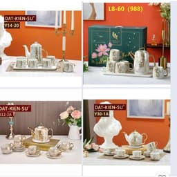 Bộ Ấm Chén gốm sứ men cầu vồng cực sang trọng trang trí Tết Huydecor 2