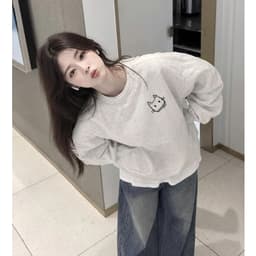 Áo Sweater Nam Nữ Dài Tay In Hình Mèo Dễ Thương Chất Liệu Nỉ Bông Dày Dặn,Mềm Mịn 3