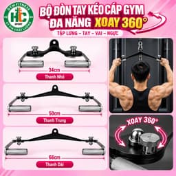 Bộ đòn tay kéo cáp Gym đa năng , Tay cầm xoay 360 độ có tại HC Sport 1