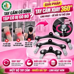 Bộ đòn tay kéo cáp Gym đa năng , Tay cầm xoay 360 độ có tại HC Sport 4