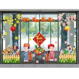 Decal trang trí tết dán kinh năm 2027 trang trí cửa hàng mang tài lộc may mắn 1