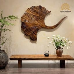 Tranh Gỗ Treo Tường Lá Ngân Hạnh Gỗ Me Tây Nguyên Tấm, Tranh Gỗ Nghệ Thuật Trang Trí Nhà Cửa, Tài Lộc May Mắn 1