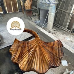 Tranh Gỗ Treo Tường Lá Ngân Hạnh Gỗ Me Tây Nguyên Tấm, Tranh Gỗ Nghệ Thuật Trang Trí Nhà Cửa, Tài Lộc May Mắn 5