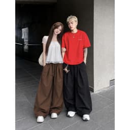 Quần Kaki Xếp Ly Ống Suông Rộng Cạp Chun Nam Nữ Unisex Đi Học Đi Làm ZUSBU M12 5