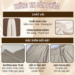 Quần Kaki Xếp Ly Ống Suông Rộng Cạp Chun Nam Nữ Unisex Đi Học Đi Làm ZUSBU M12 2