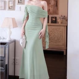 Đầm Dài Dự Tiệc Trễ Vai Nhún Tua Bèo Vai Dáng Ôm Body Thanh Lịch Sang Chảnh Nữ 8