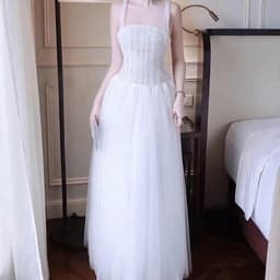 Đầm Dài Nữ Dự Tiệc Cúp Ngực Ôm Eo Dáng Xòe Phối Tà Voan Dài Tiểu Thư Sang Chảnh Đi Cưới 7
