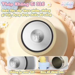 LULU LIFE Bình giữ nhiệt INOX 316 600ml họa tiết dễ thương kèm ống hút, chống tràn giữ nóng lạnh cho học sinh 3