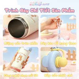 LULU LIFE Bình giữ nhiệt INOX 316 600ml họa tiết dễ thương kèm ống hút, chống tràn giữ nóng lạnh cho học sinh 8